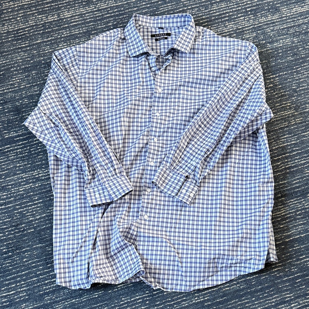 Synrgy Casual Blue Checkered Button-Down Shirt
